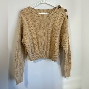 & Other Stories 100% Cotton Cable Knit Chunky Sweater Yellow Fishmerman Size S